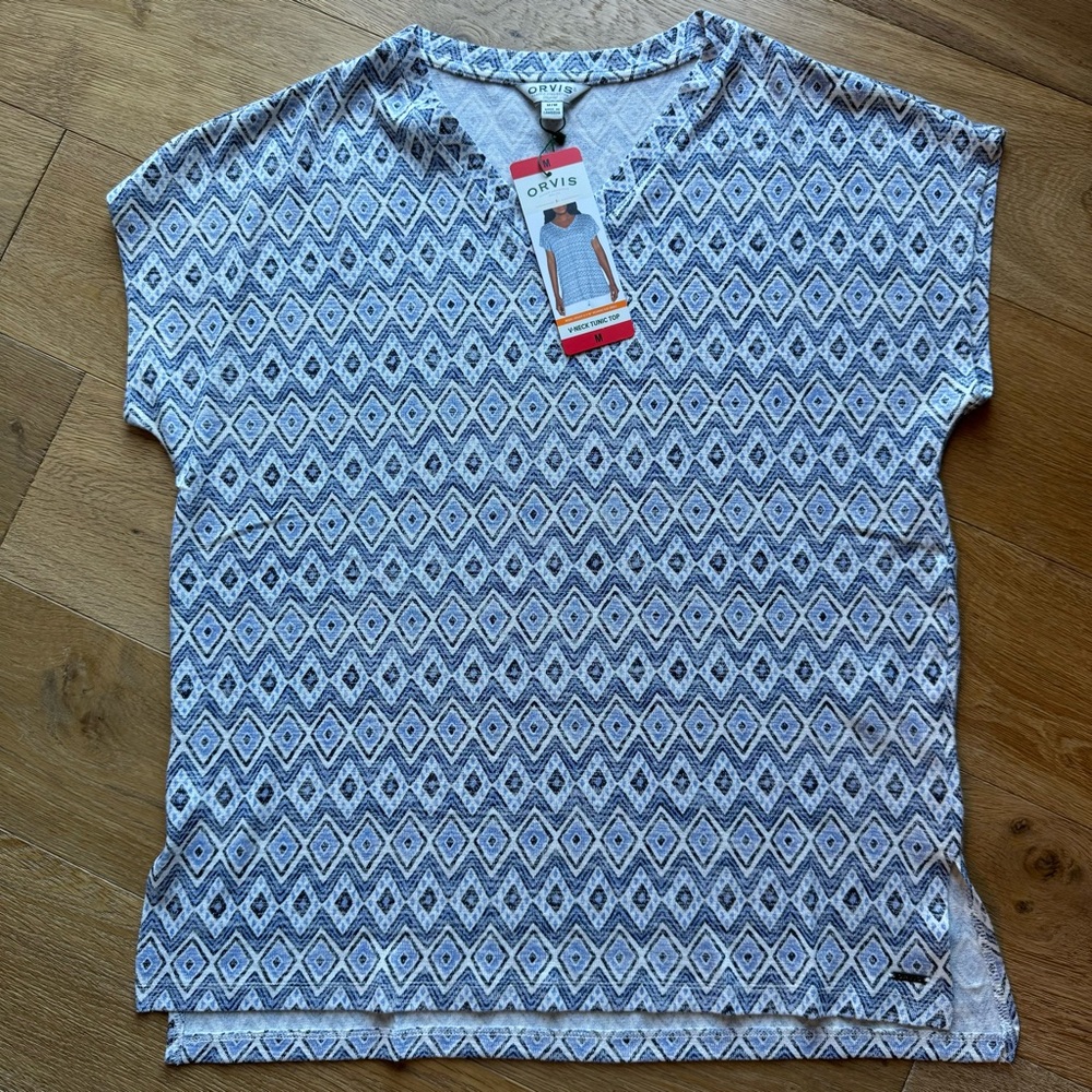 NWT Orvis Women's V-Neck Tunic Top Size M Blue